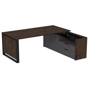 Стол рабочий на опорной двусоставной тумбе, с ящиками (метабокс), с код замком