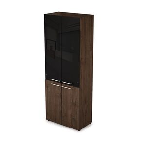 Шкаф стеллаж высокий со стеклом