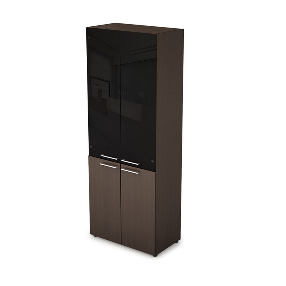 Шкаф стеллаж высокий со стеклом