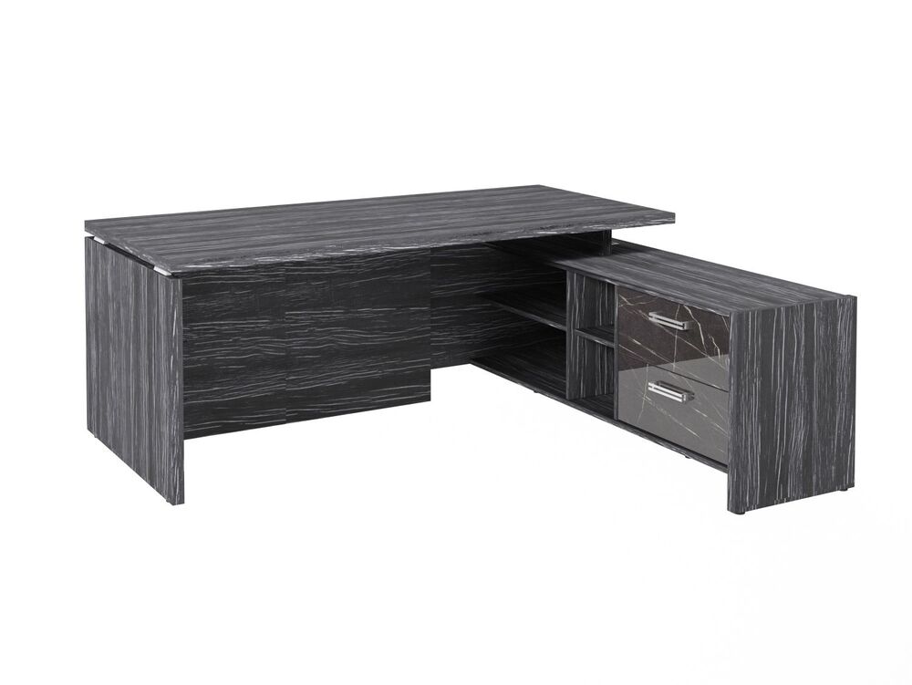 Стол руководителя с опорной тумбой (правый) (Фурнитура INOX)