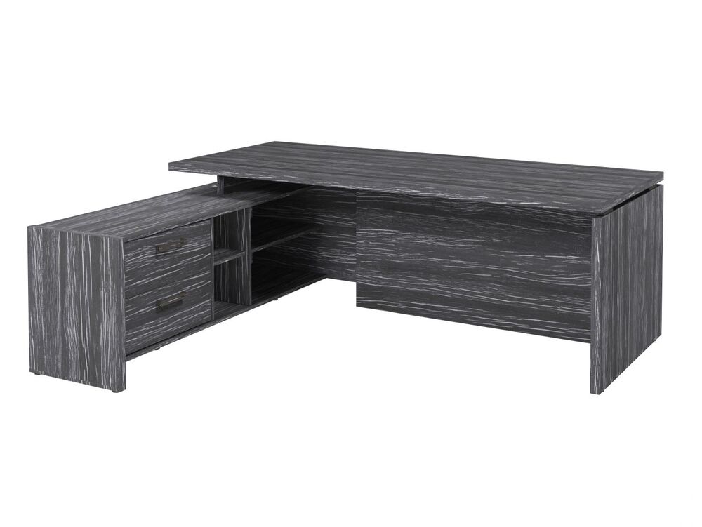 Стол руководителя с опорной тумбой (левый) (Фурнитура черная)