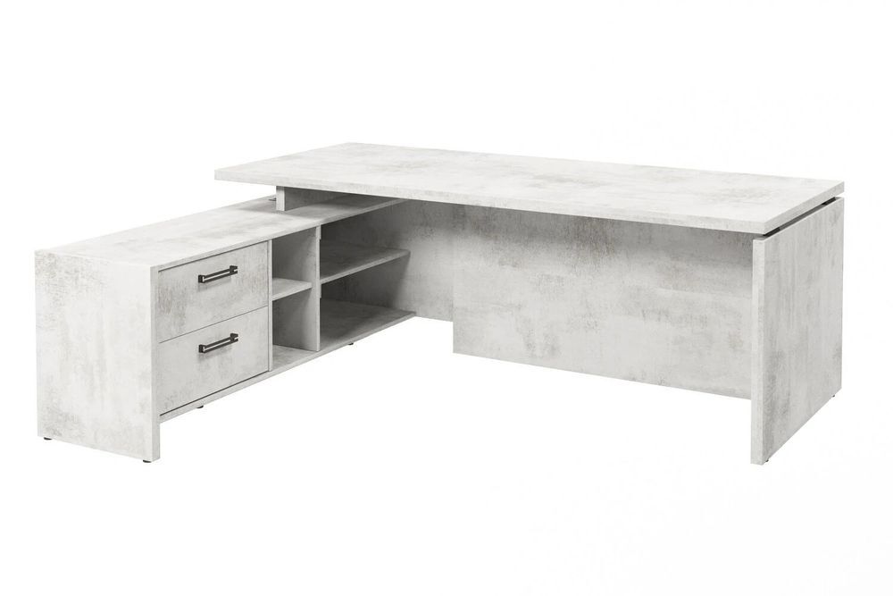 Стол руководителя с опорной тумбой (левый) (Фурнитура черная)