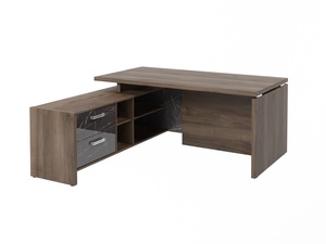 Стол руководителя с опорной тумбой (левый) (Фурнитура INOX)