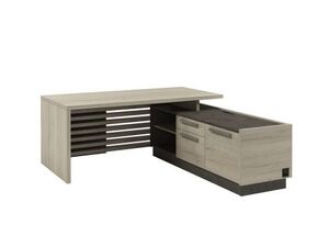 Стол руководителя с опорной тумбой с блоком розеток (правый)