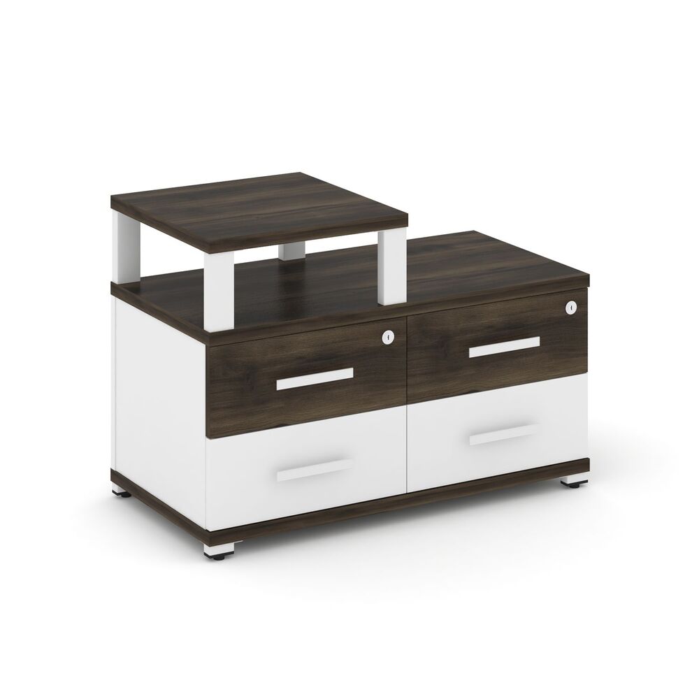 Тумба приставная широкая 4 ящика с надставкой узкой