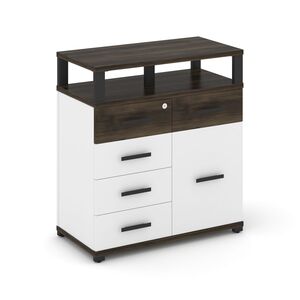 Тумба приставная широкая 5 ящиков + 1 распашной фасад с надставкой широкой