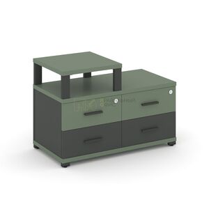 Тумба приставная широкая 4 ящика с надставкой узкой