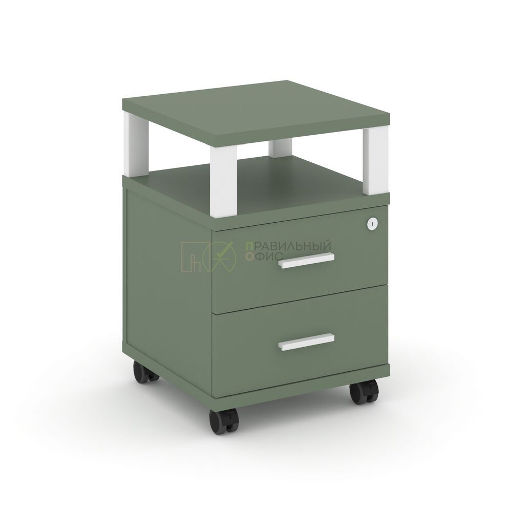 Тумба мобильная 2 ящика с надставкой