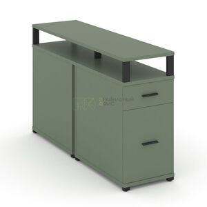 Тумба двухсторонняя опорная/приставная 1 ящик + 1 распашной фасад с надставкой