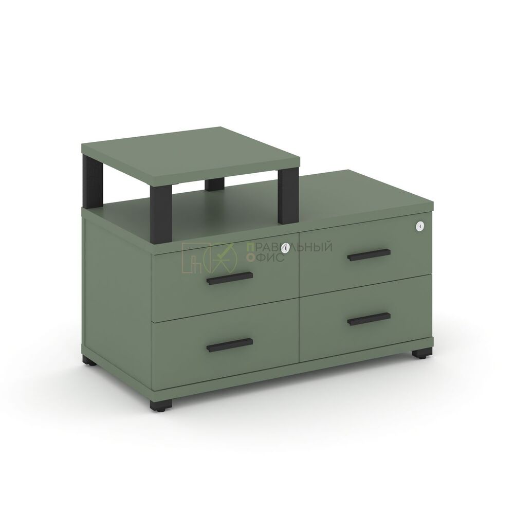 Тумба приставная широкая 4 ящика с надставкой узкой