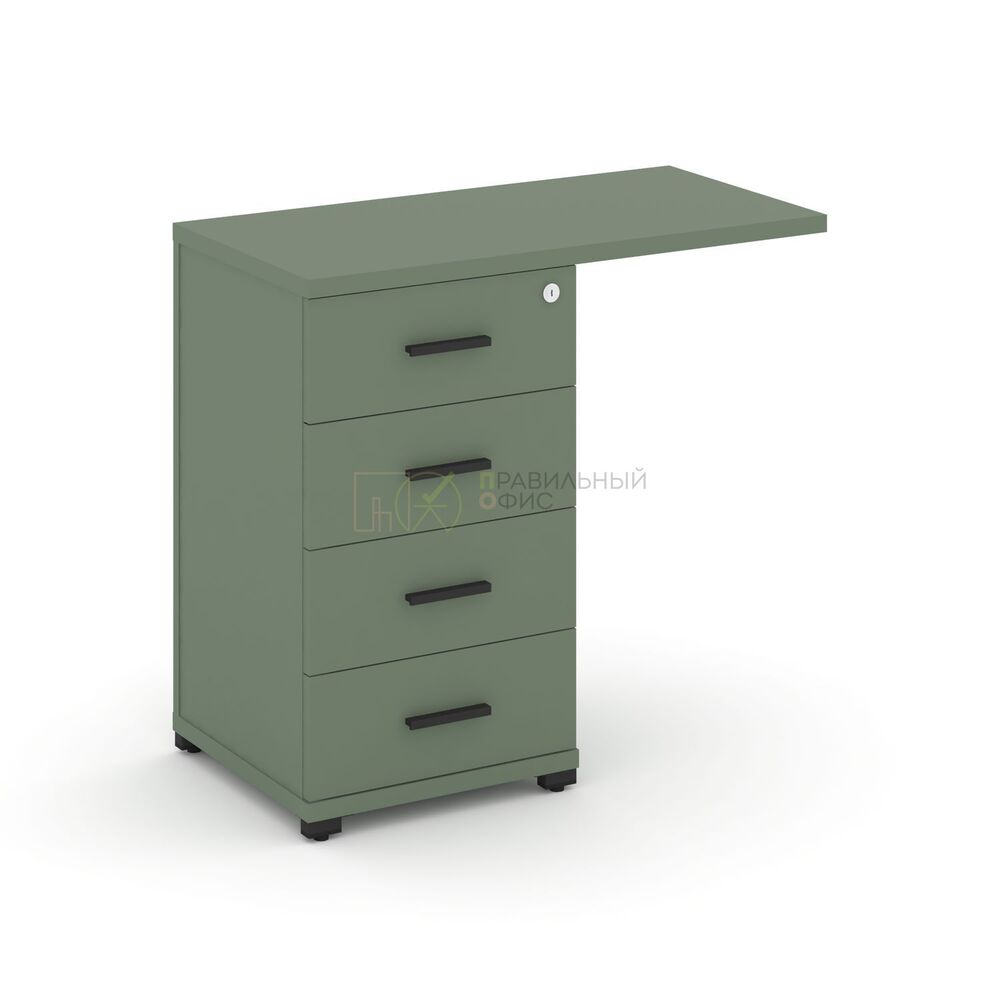 Тумба приставная узкая со свесом 4 ящика