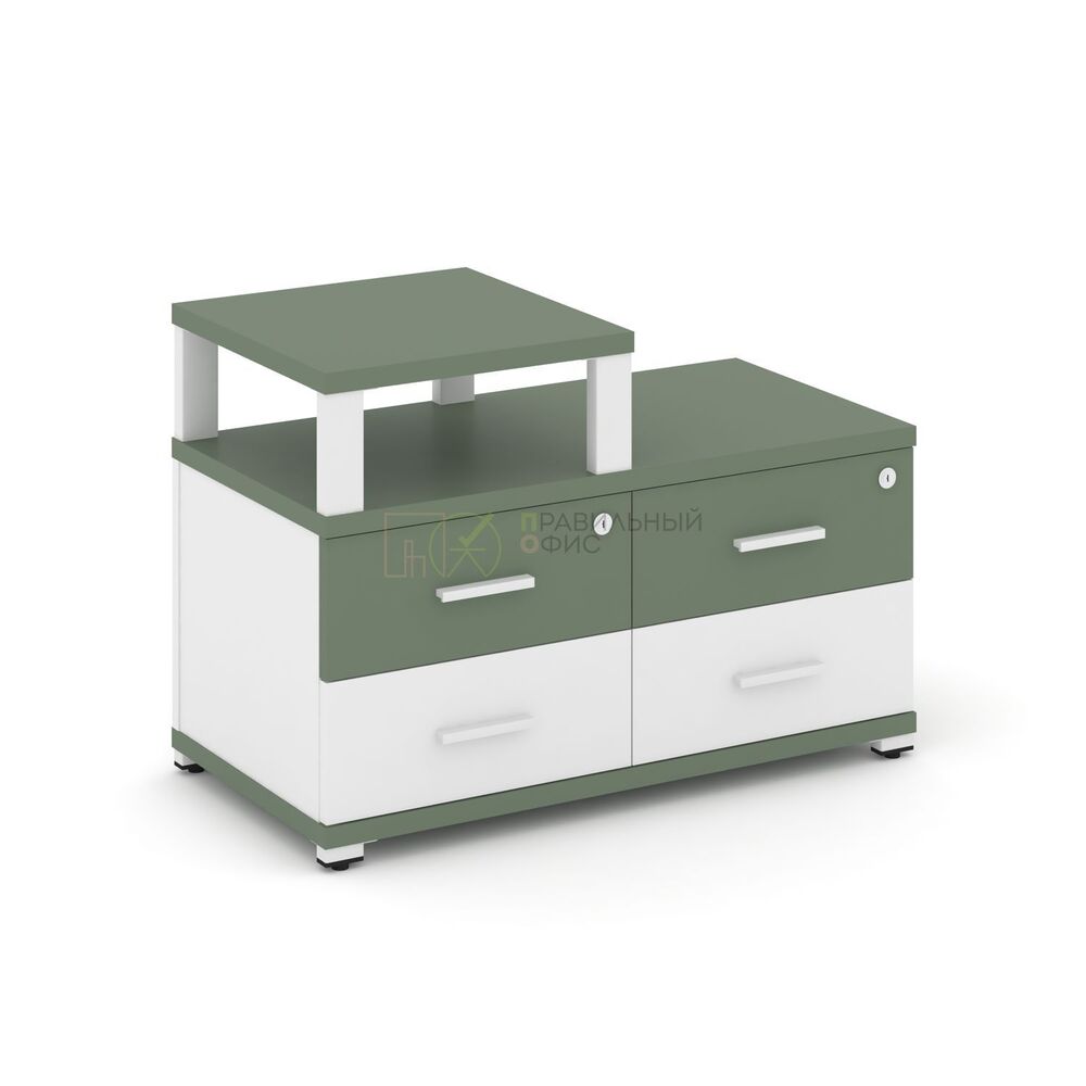 Тумба приставная широкая 4 ящика с надставкой узкой