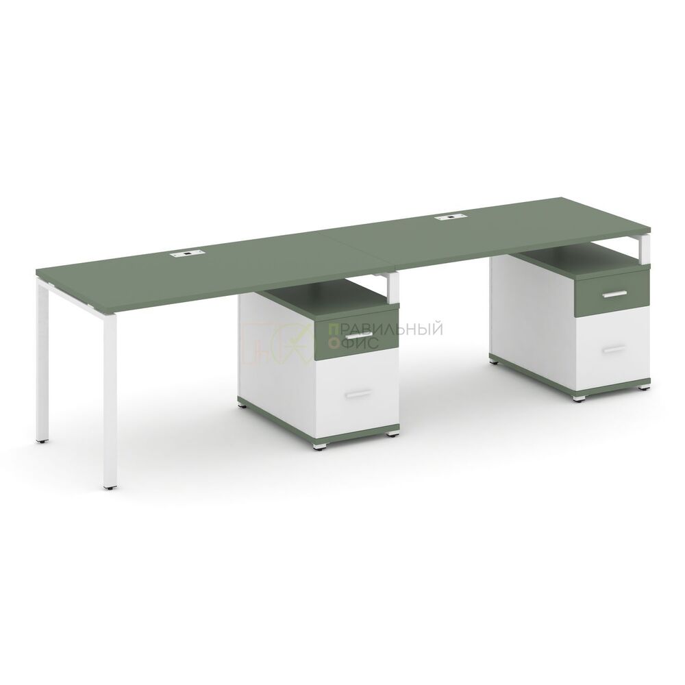 Рабочая станция на 2 места с двумя опорными тумбами