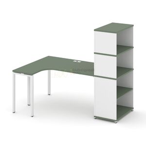Стол эргономичный с опорным стеллажом с надставкой высокой левый