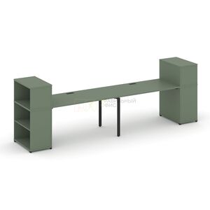 Рабочая станция с опорными стеллажами с надставкой низкой