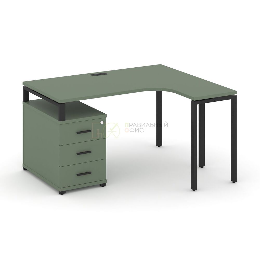 Стол эргономичный правый с опорной тумбой