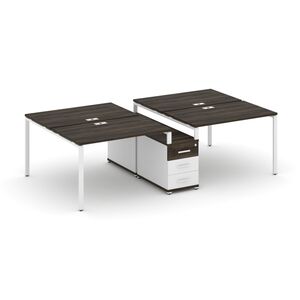 Рабочая станция на 4 места с двухсторонней опорной тумбой