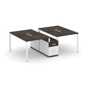 Рабочая станция на 4 места с двухсторонней опорной тумбой