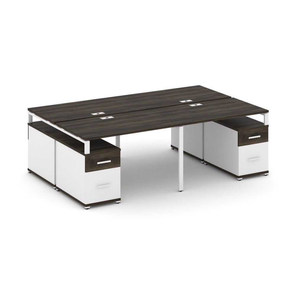 Рабочая станция на 4 места с двумя двухсторонними опорными тумбами