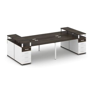 Рабочая станция на 4 места с двумя опорными тумбами