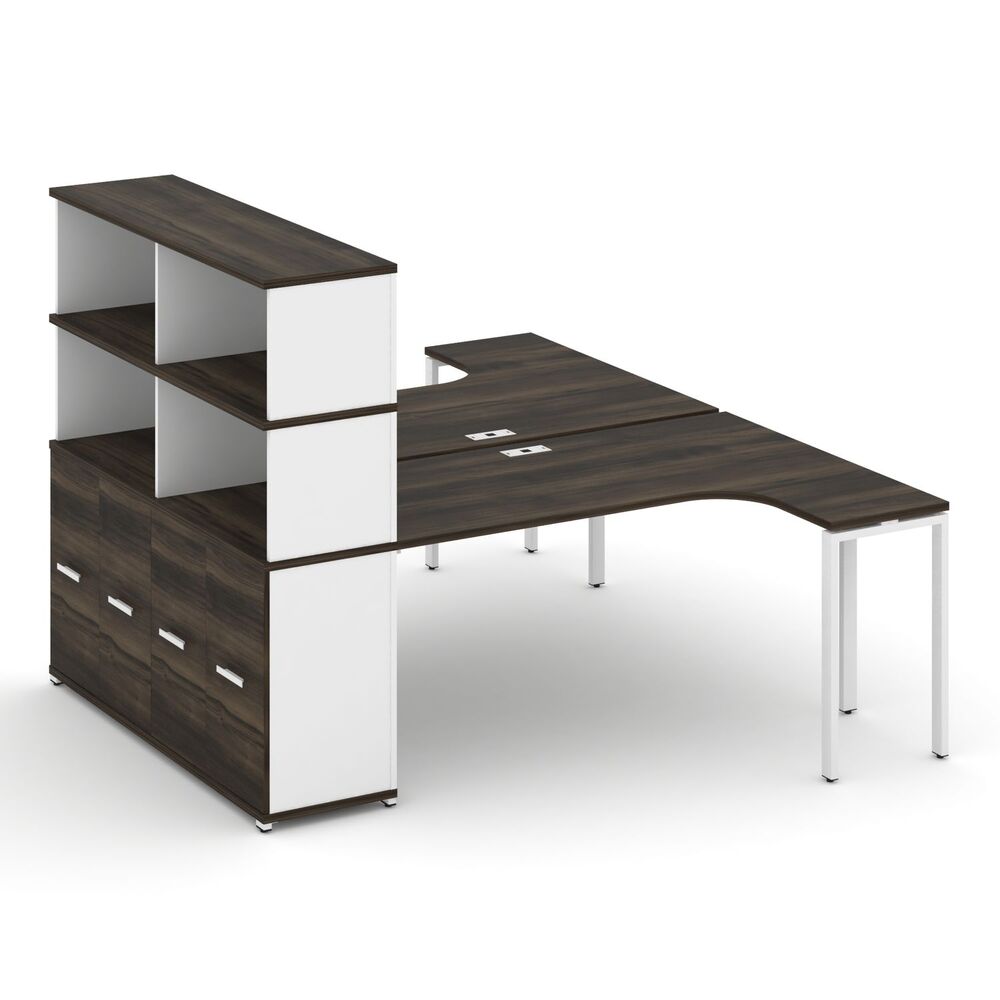 Рабочая станция с опорным распашным шкафом с надставкой высокой