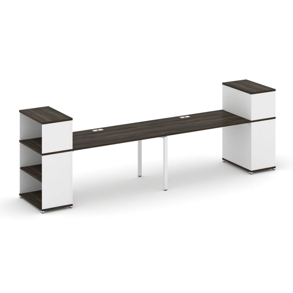 Рабочая станция с опорными стеллажами с надставкой низкой