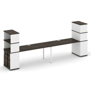 Рабочая станция с опорными шкафом купе с надставкой высокой