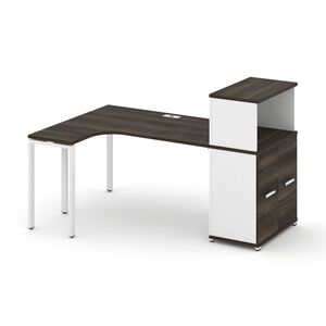 Стол эргономичный с опорным распашным шкафом с надставкой низкой левый