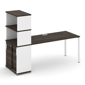 Стол рабочий с опорным шкафом купе с надставкой высокой