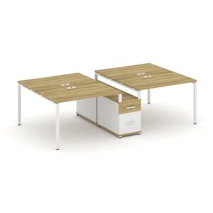 Рабочая станция на 4 места с двухсторонней опорной тумбой