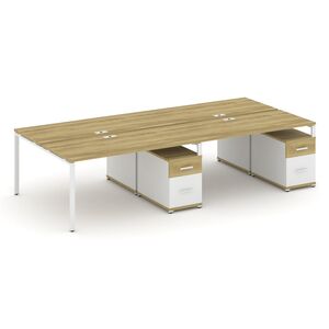 Рабочая станция на 4 места с двумя двухсторонними опорными тумбами