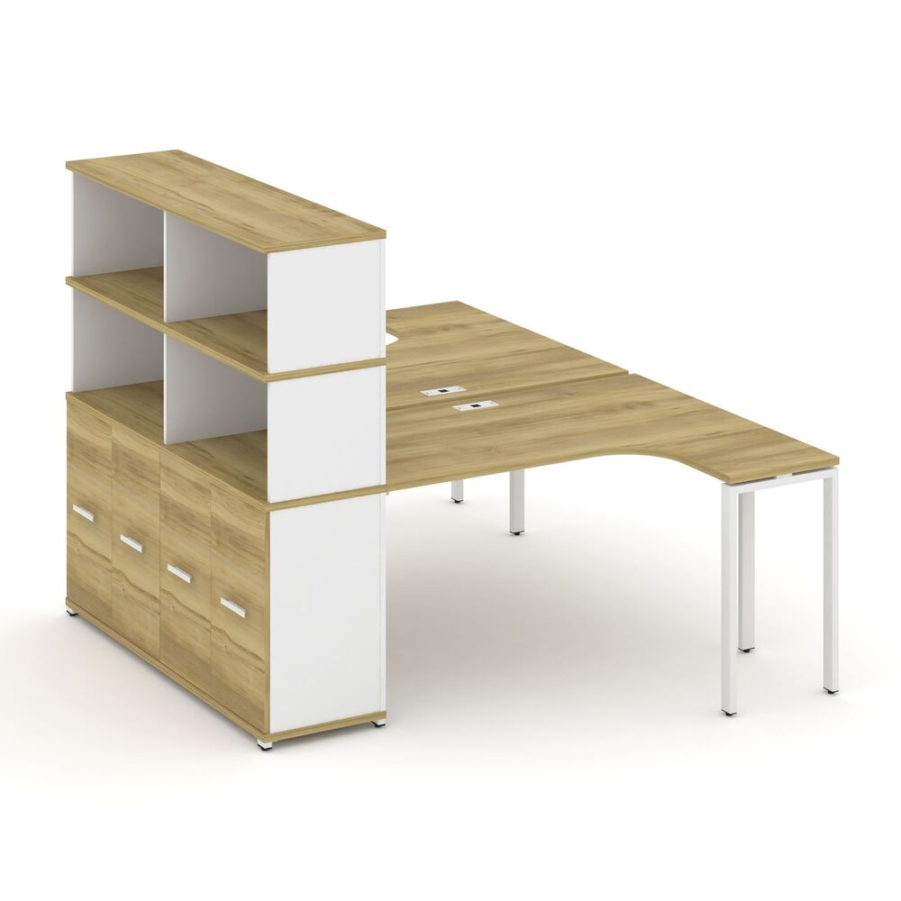 Рабочая станция с опорным шкафом-купе с надставкой высокой