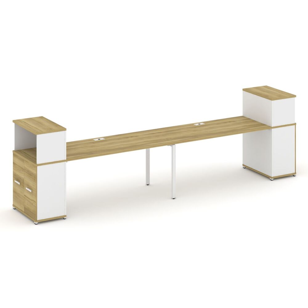 Рабочая станция с опорными распашными шкафами с надставкой низкой