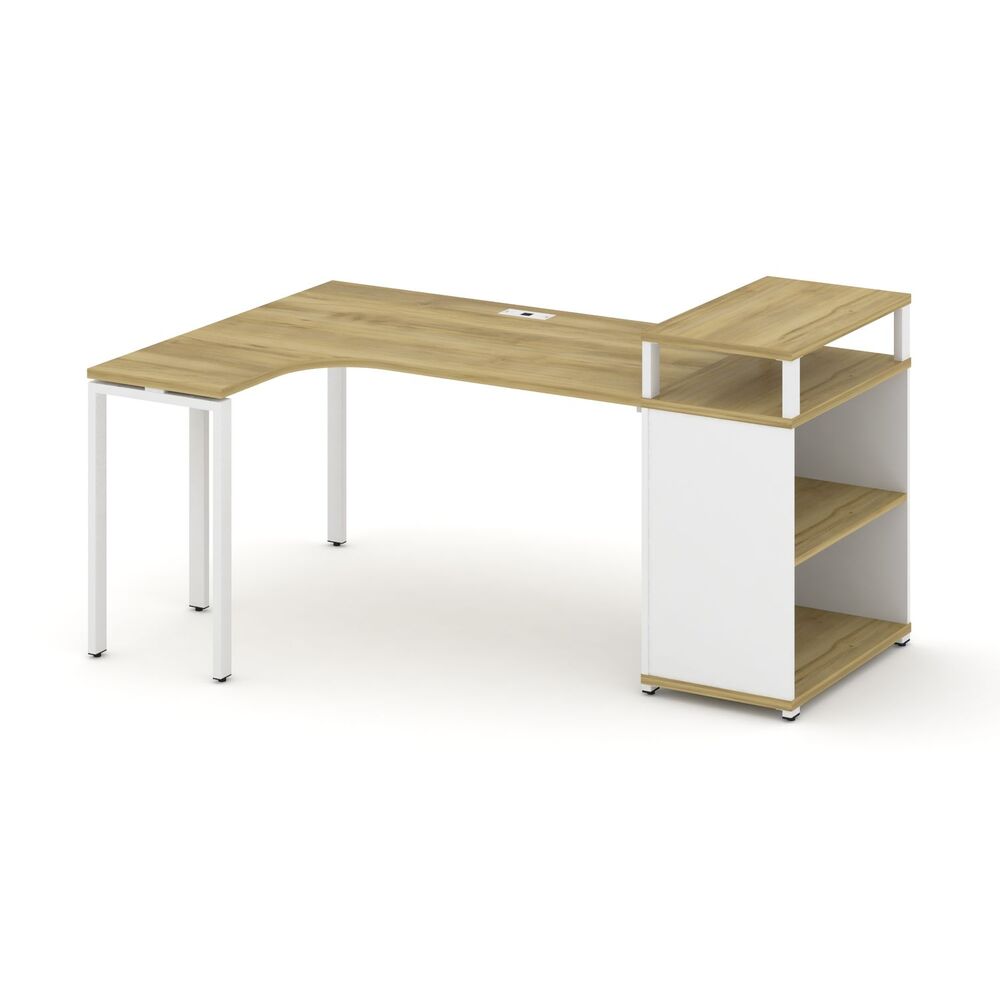 Стол эргономичный с опорным стеллажом с верхним горизонтом левый