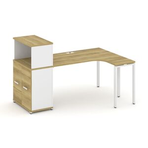 Стол эргономичный с опорным распашным шкафом с надставкой низкой правый