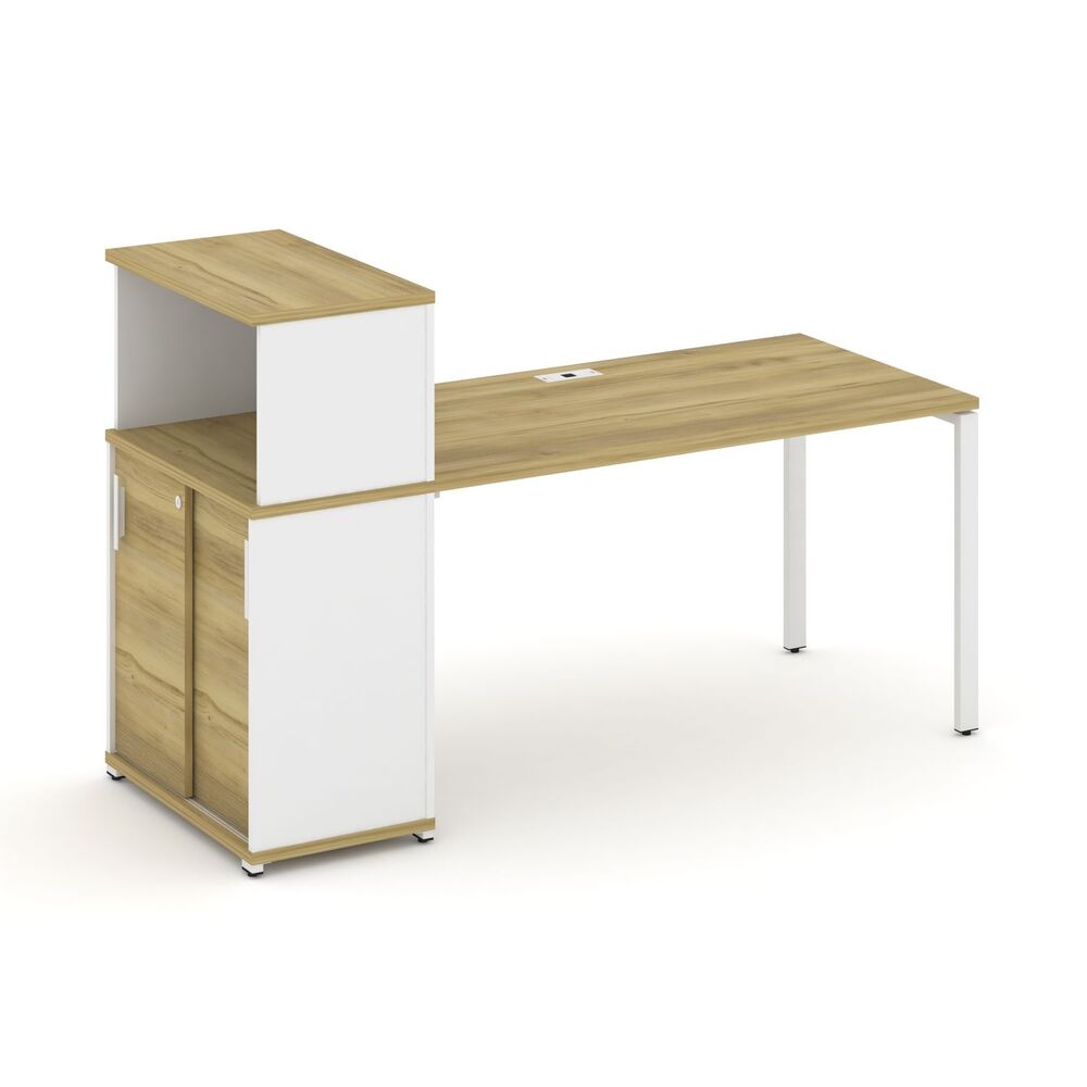Стол рабочий с опорным шкафом купе с надставкой низкой
