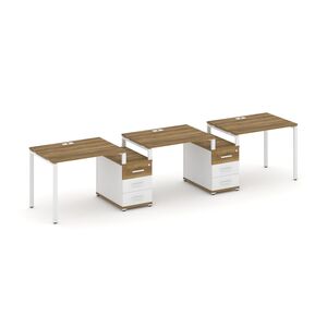 Рабочая станция на 3 места с двумя опорными тумбами