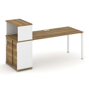 Стол рабочий с опорным шкафом купе с надставкой низкой