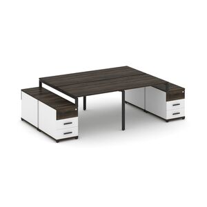 Рабочая станция на 4 места с двумя двухсторонними опорными тумбами