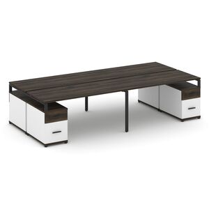 Рабочая станция на 4 места с двумя двухсторонними опорными тумбами