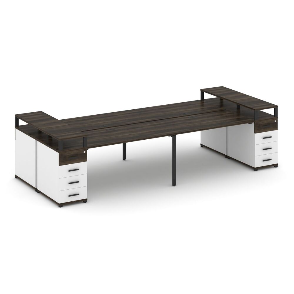 Рабочая станция на 4 места с двумя опорными тумбами