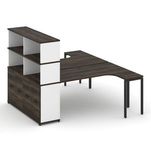 Рабочая станция с опорным распашным шкафом с надставкой высокой