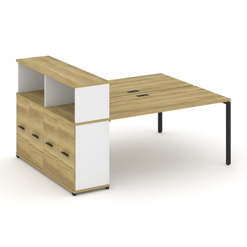 Рабочая станция с опорным распашным шкафом с надставкой низкой