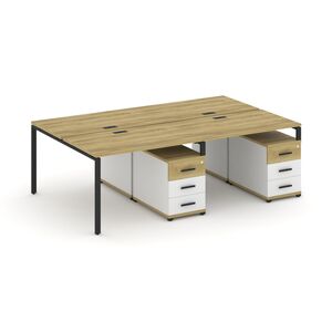 Рабочая станция на 4 места с двумя двухсторонними опорными тумбами