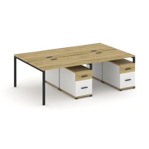 Рабочая станция на 4 места с двумя двухсторонними опорными тумбами