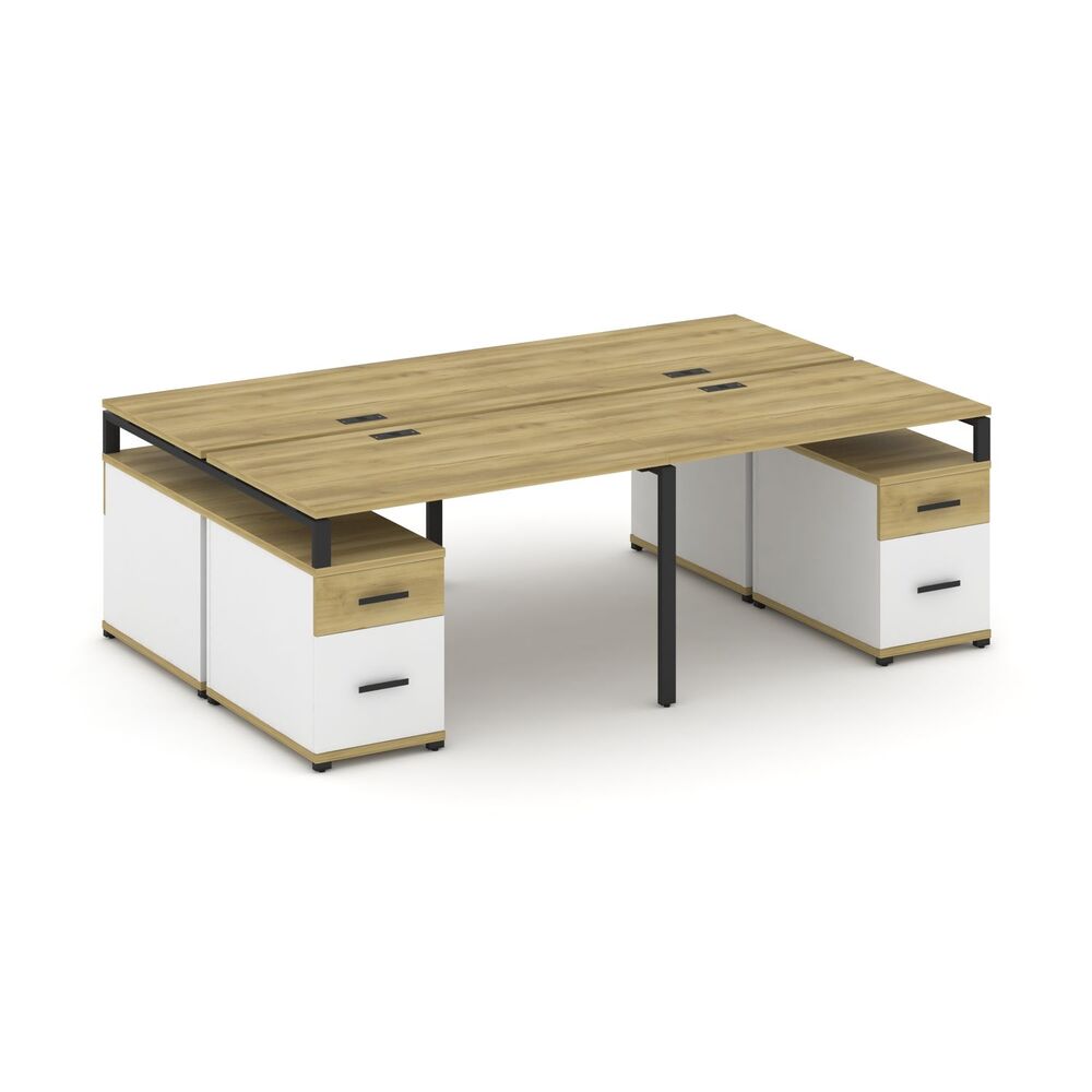 Рабочая станция на 4 места с двумя двухсторонними опорными тумбами