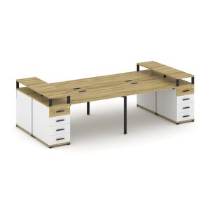 Рабочая станция на 4 места с двумя опорными тумбами