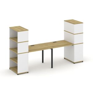 Рабочая станция с опорными стеллажами с надставкой высокой