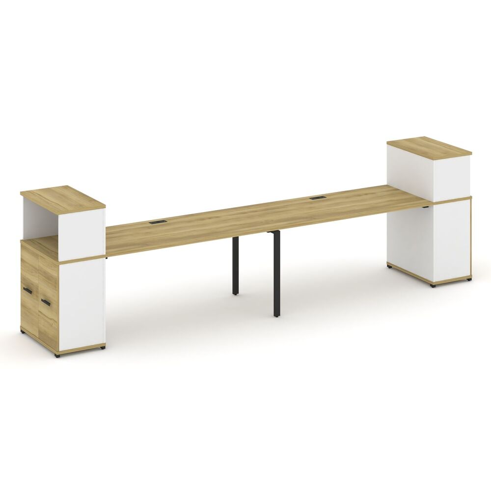 Рабочая станция с опорными распашными шкафами с надставкой низкой