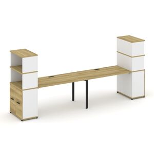 Рабочая станция с опорными распашными шкафами с надставкой высокой